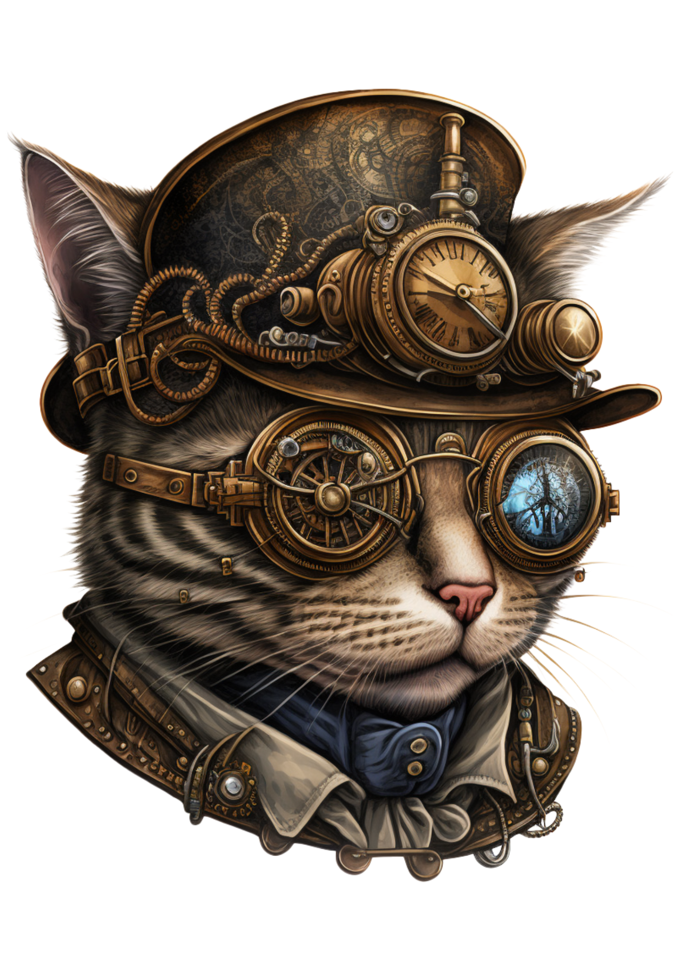 Reispapier für Decoupage Katze Steampunk Vinatge Full Cat Nr. 4141