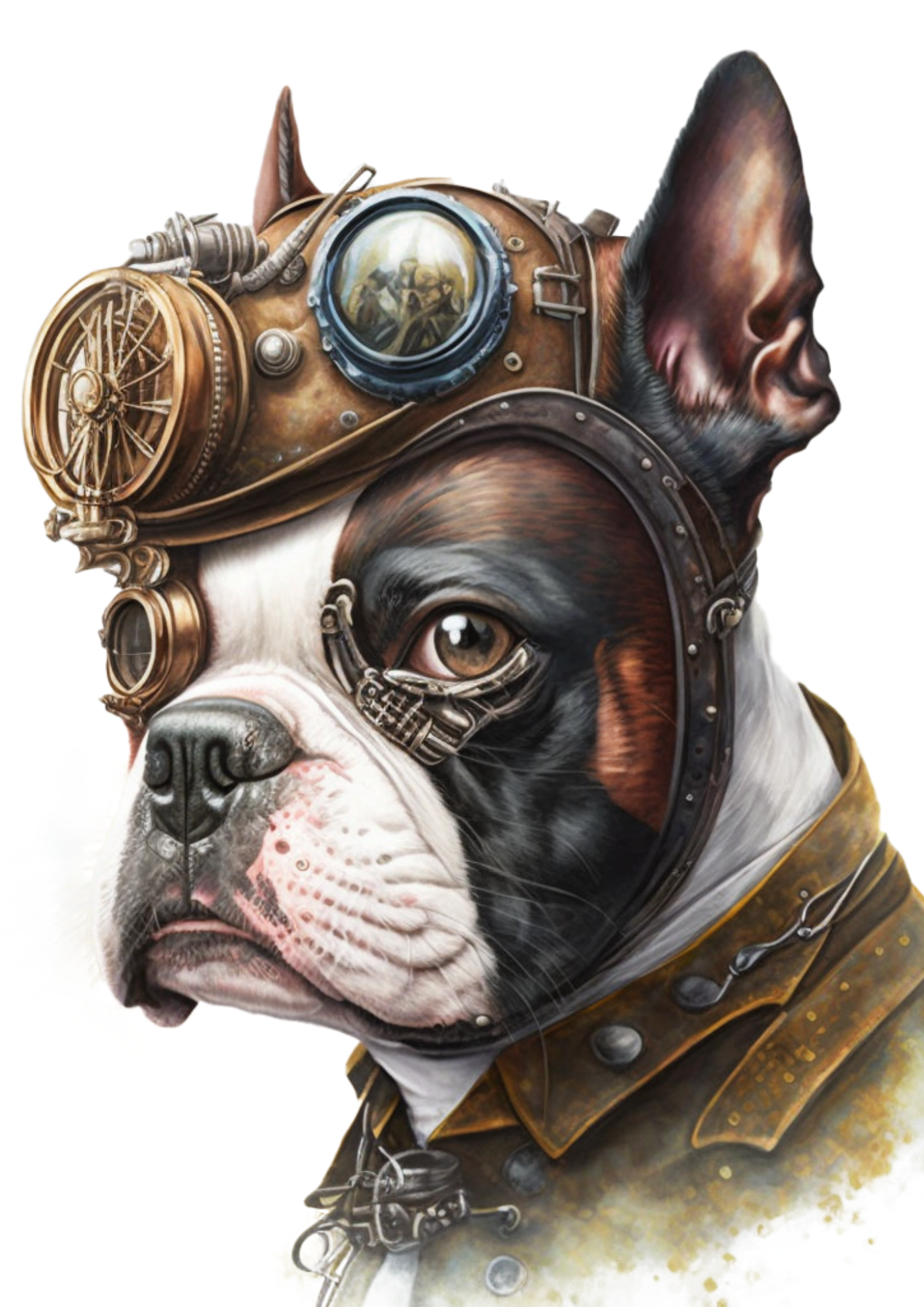 Reispapier für Decoupage Französische Bulldogge Steampunk Hund Vollkatze Nr. 4143