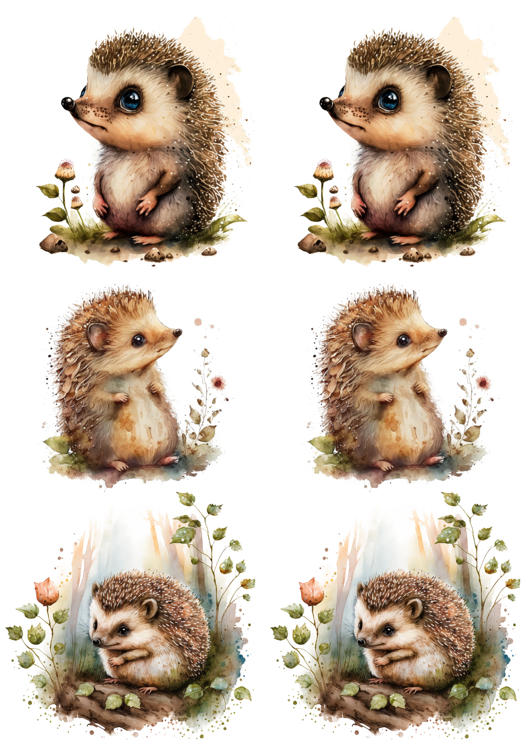 Reispapier für Decoupage Igel 2 Aquarellcollage Kat. Nr. 4191