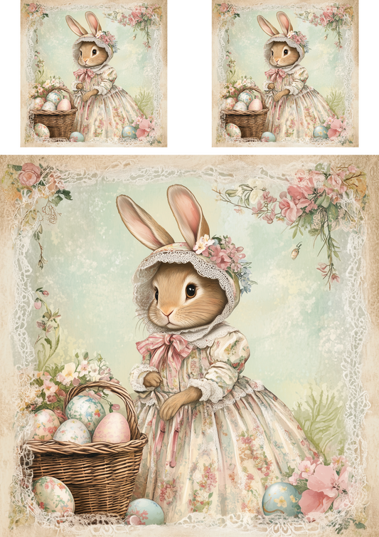 Reispapier für Decoupage Osterhasen 3 im Vintage-Stil Collage Kat. Nr. 4210