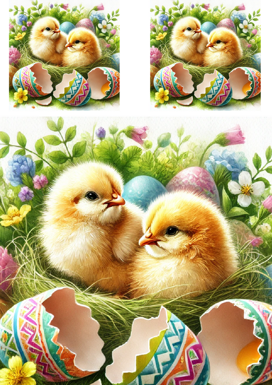 Reispapier für Decoupage Ostern Hühner in Ostereiern Kat. Nr. 4223