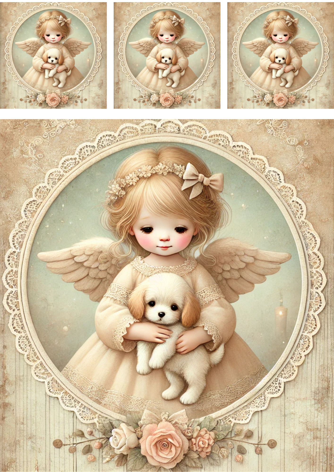 Reispapier für Decoupage-Collage Engel mit Hündchen 2 Kat.-Nr. 4239