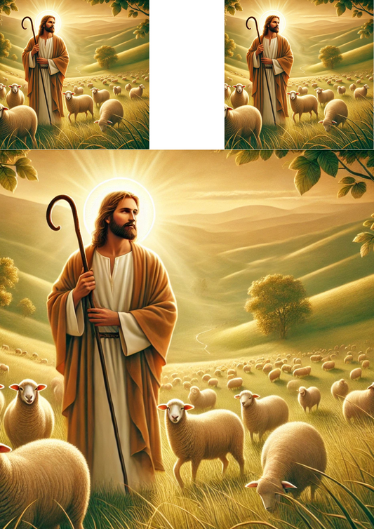Reispapier für Decoupage Jesus unter Osterlämmern 2 Collage Kat. Nr. 4242