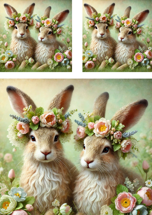 Reispapier für Decoupage-Osterhasen in Kränzen 2 Collage Kat. Nr. 4252
