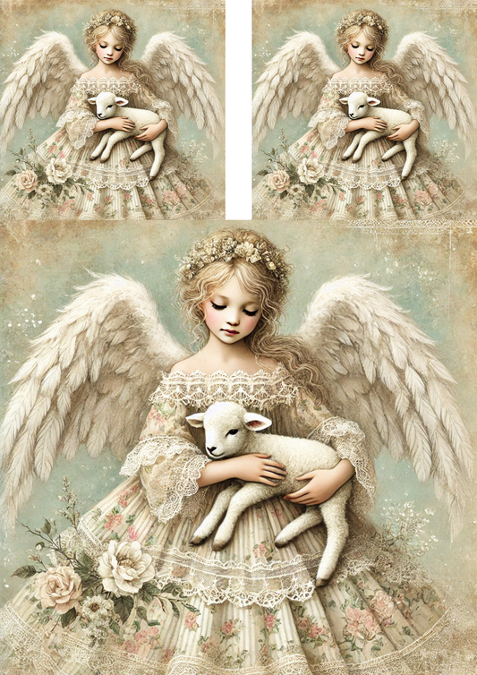 Reispapier für Decoupage-Engel und Schaf-Collage Kat. Nr. 4263