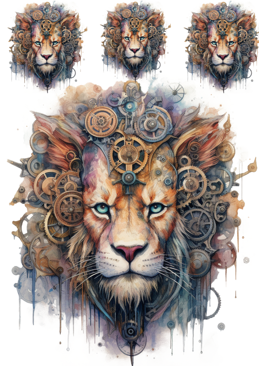Reispapier für Decoupage Löwenkopf Steampunk Collage Kat. Nr. 4293