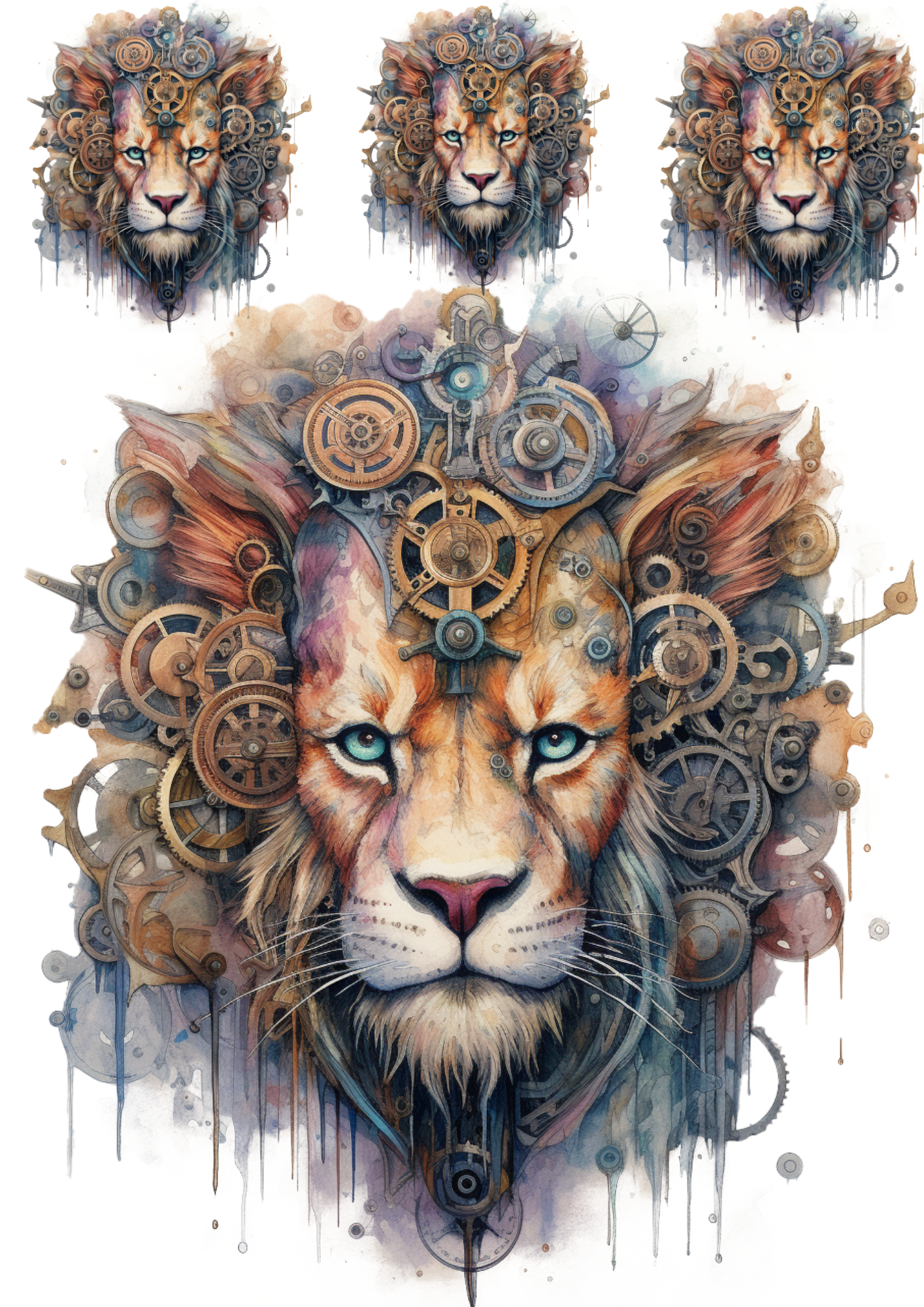 Reispapier für Decoupage Löwenkopf Steampunk Collage Kat. Nr. 4293
