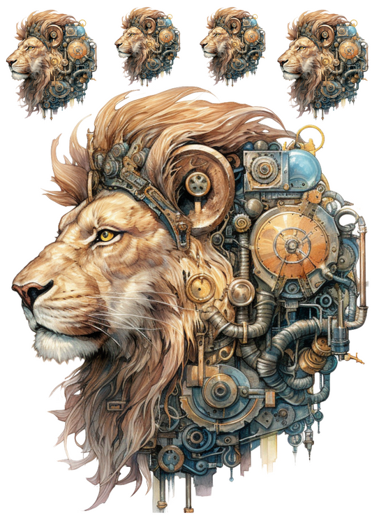 Reispapier für Decoupage Löwenkopf Steampunk 2 Collage Kat. Nr. 4294