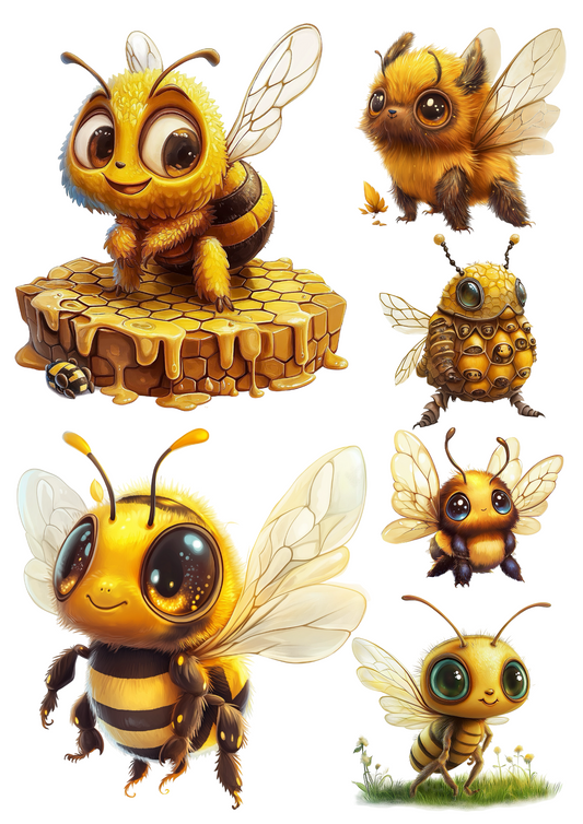 Rice Paper For Decoupage Bees 4 Collage Cat. No. 4305