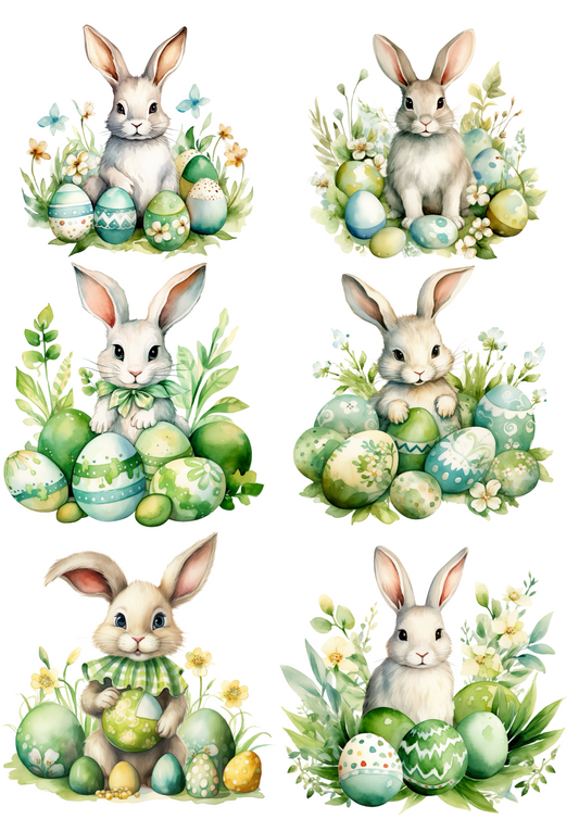 Reispapier für Decoupage-Hase mit Ostereiern Collage Kat. Nr. 4315