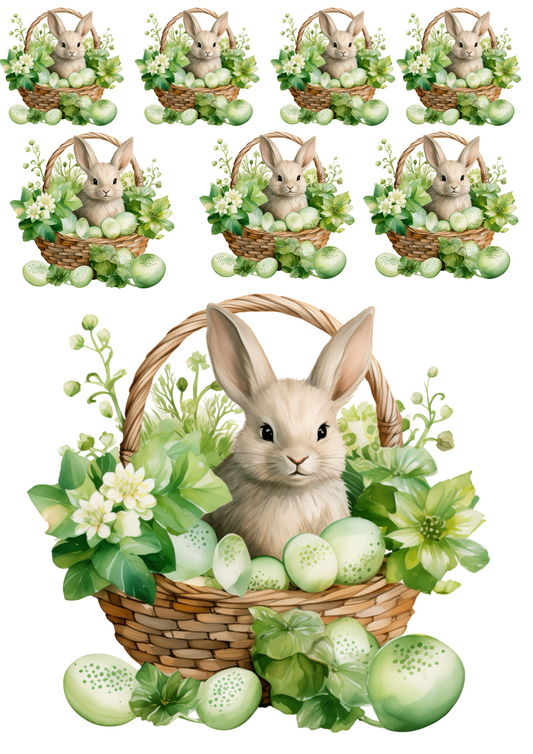 Reispapier für Decoupage-Collage „Hase im Osterkorb“ Kat. Nr. 4316
