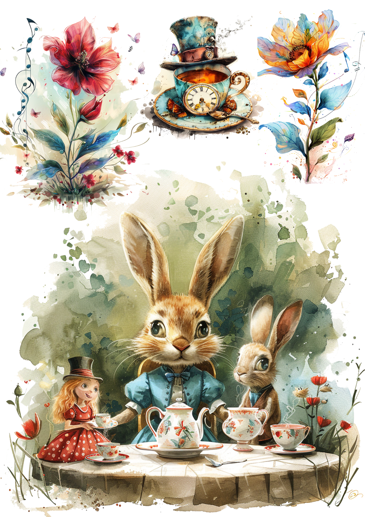 Reispapier für Decoupage Alice im Wunderland 5 Collage Kat. Nr. 4324