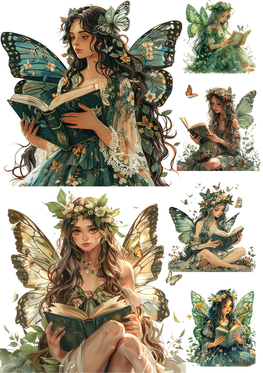 Reispapier für Decoupage, Collage „Waldfee sitzt auf Baum 2“, Kat. Nr. 4335