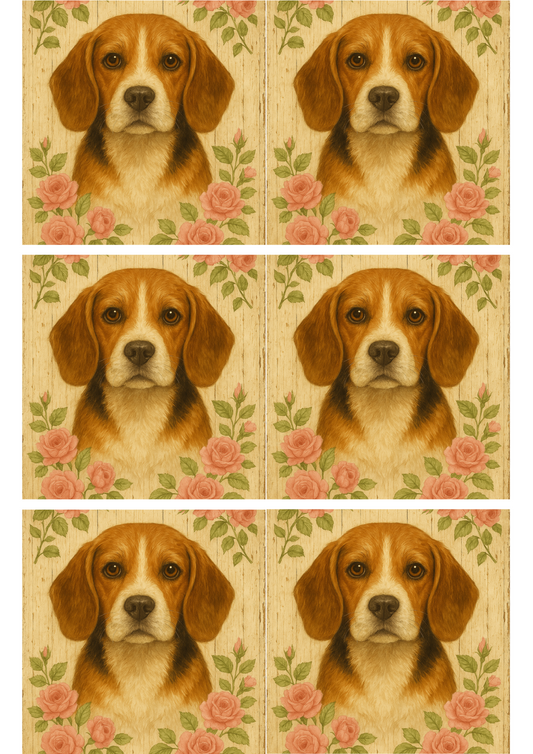 Rice Paper For Decoupage Beagle Dog Collage Cat. No. 4351