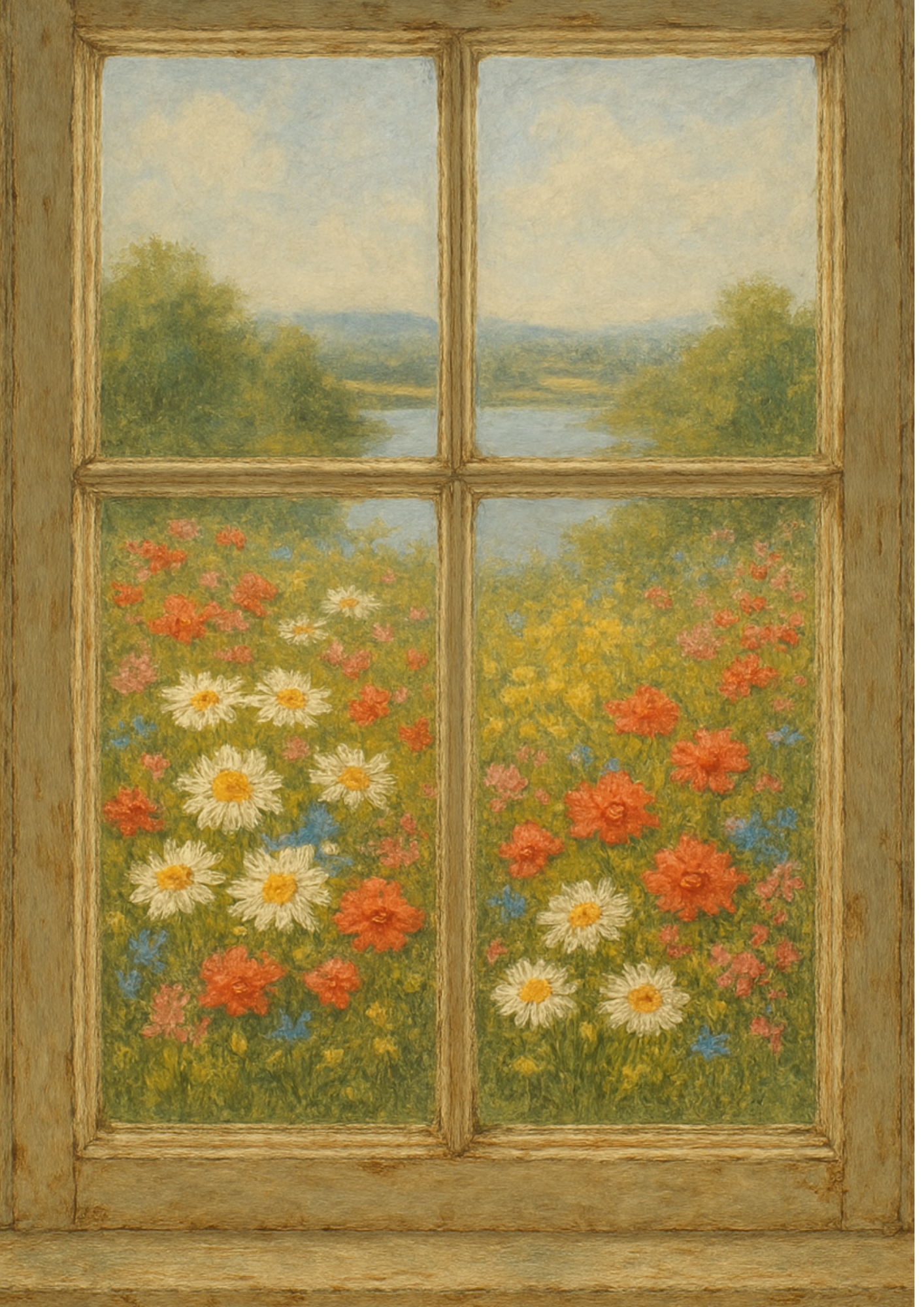 Reispapier für Decoupage-Fenster mit Wiesenansicht, Kat.-Nr. 4365
