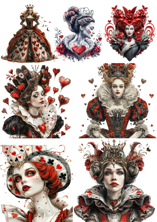 Reispapier für Decoupage, Herzkönigin aus Alice im Wunderland, Collage, Kat.-Nr. 4385