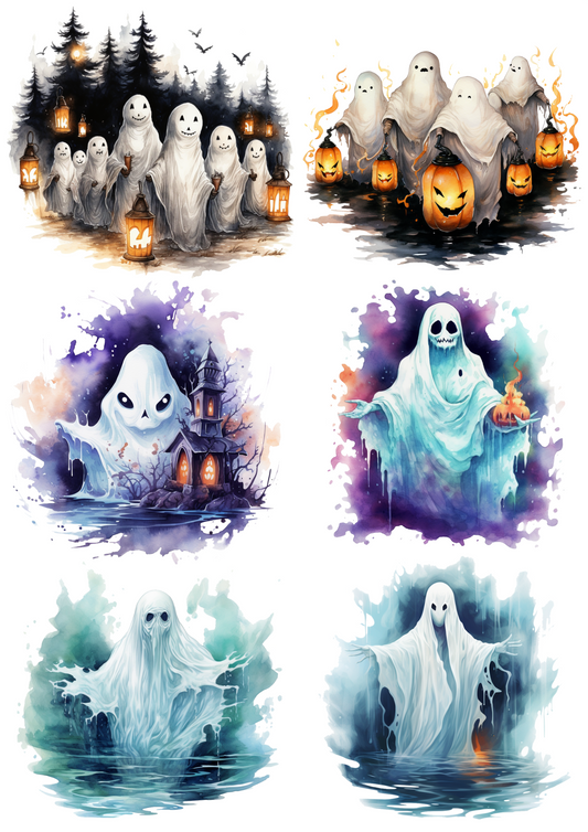 Reispapier für Decoupage Geister und Kürbisse Halloween Laternen Collage Kat. Nr. 4407