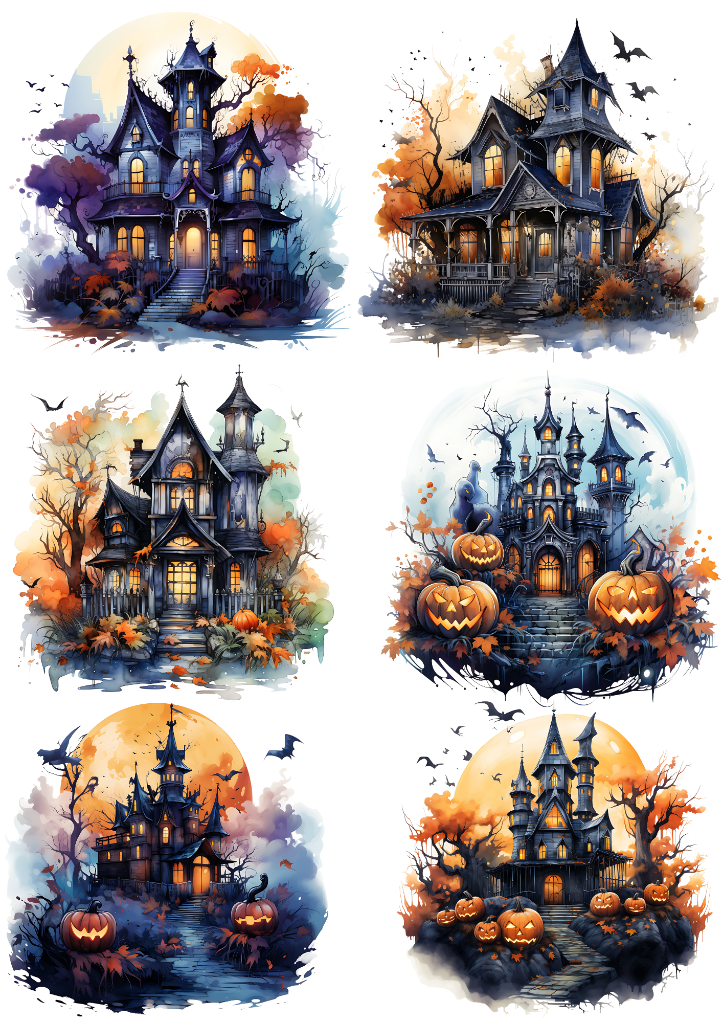 Reispapier für Decoupage Halloween Burgen Collage Kat. Nr. 4412