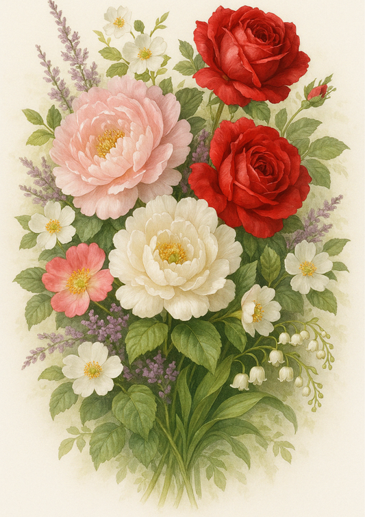 Rice Paper For Decoupage Rose Bouquet Vintage Style Full Cat. No. 4432