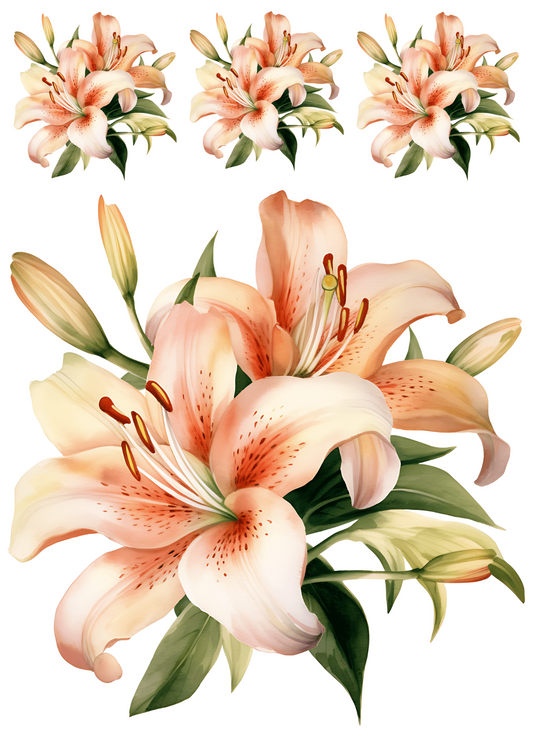 Rice Paper For Decoupage Lilies Collage Cat. No. 4445