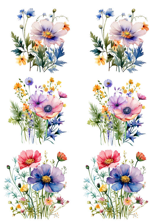 Rice Paper For Decoupage Meadow Flowers Collage Cat. No. 4467