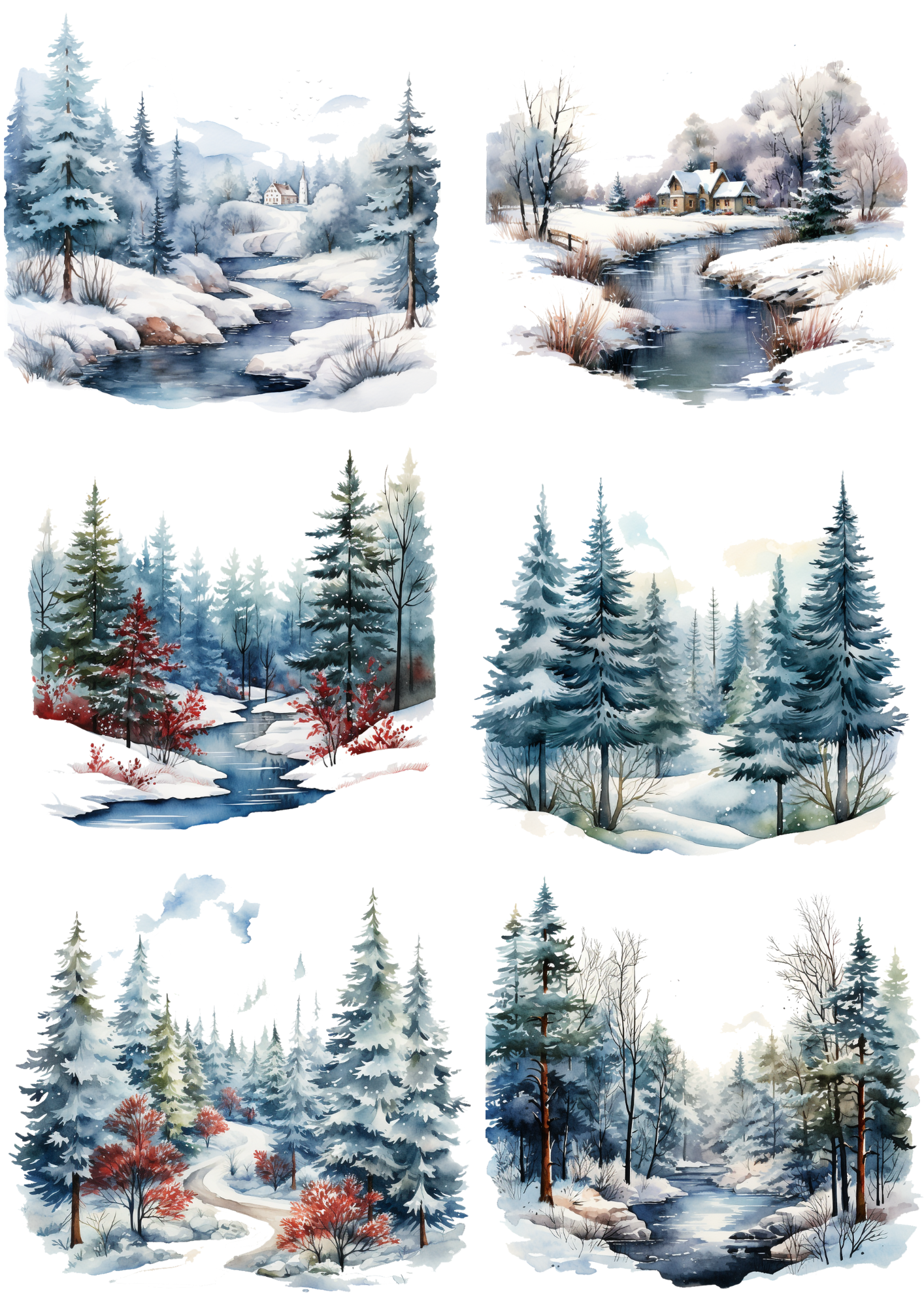 Rice Paper For Decoupage Winter Landscapes Collage Cat. No. 4476