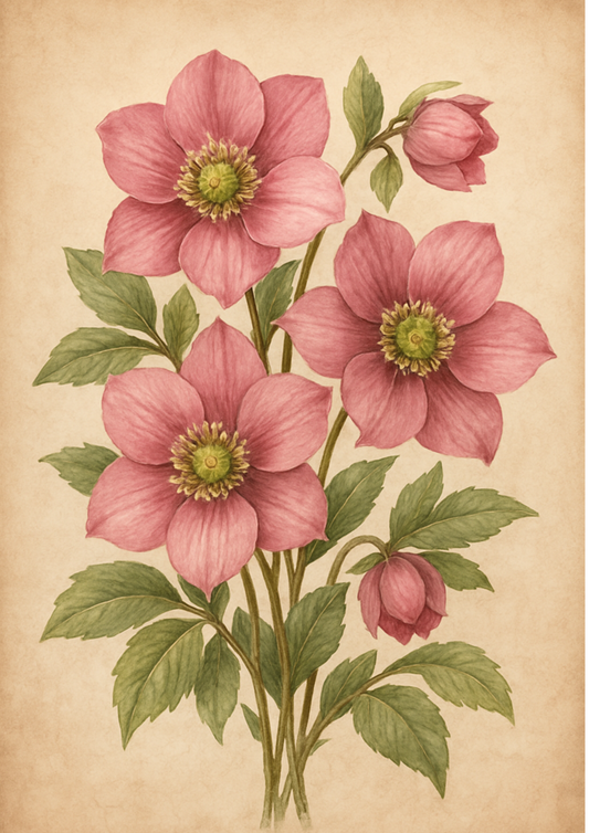 Rice Paper For Decoupage Pink Hellebores Full Cat. No. 4496
