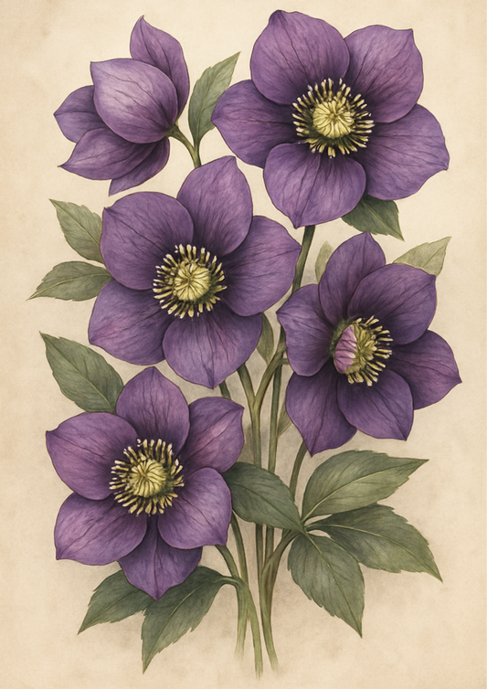 Rice Paper For Decoupage Purple Hellebores Full Cat. No. 4497