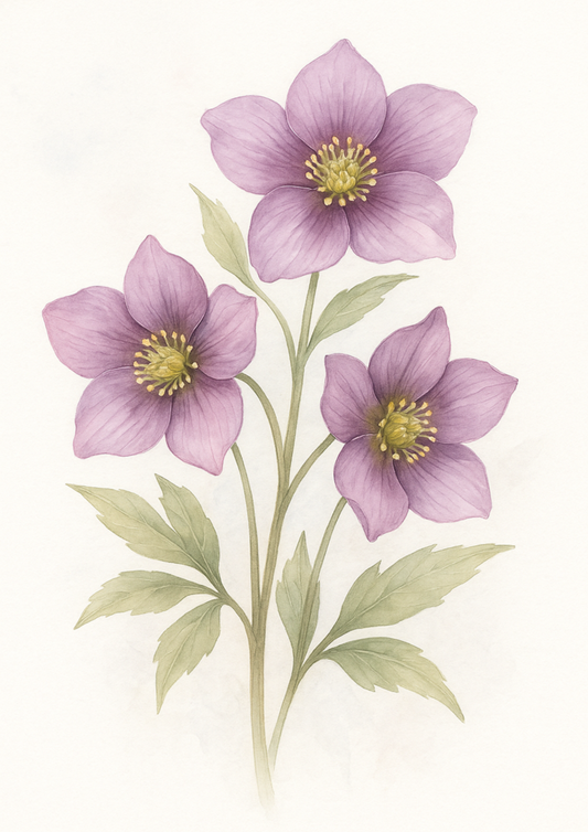 Rice Paper For Decoupage Purple Hellebores Full Cat. No. 4499