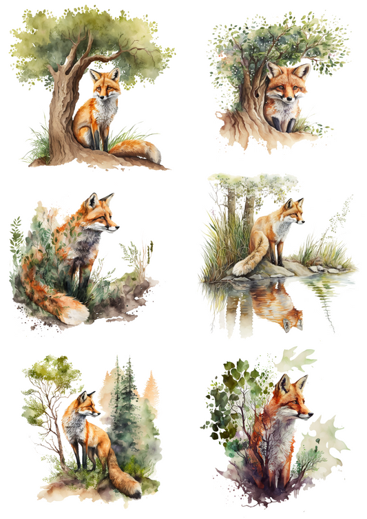 Rice Paper For Decoupage Fox Collage Cat. No. 4505