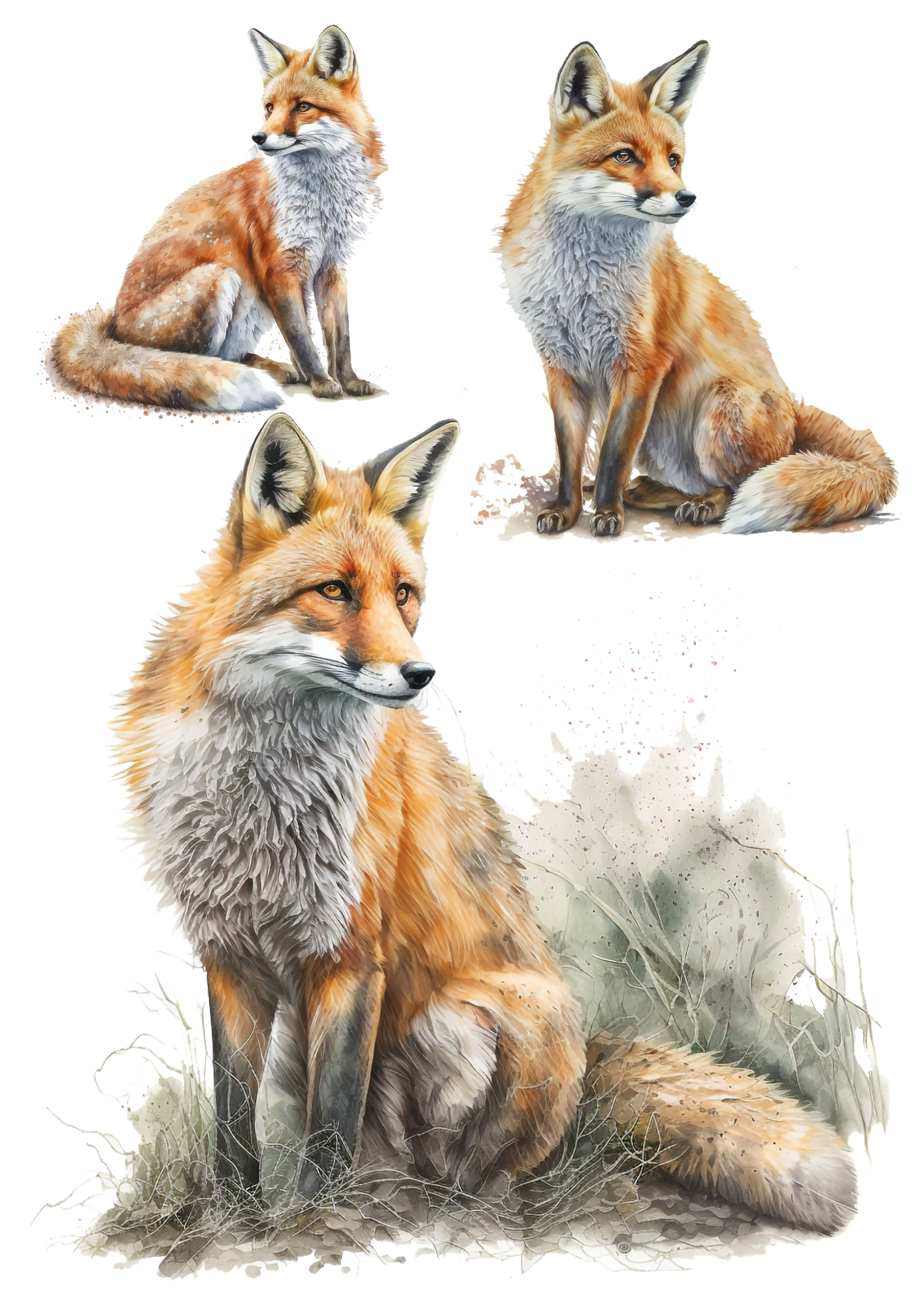 Rice Paper For Decoupage Fox Collage Cat. No. 4508