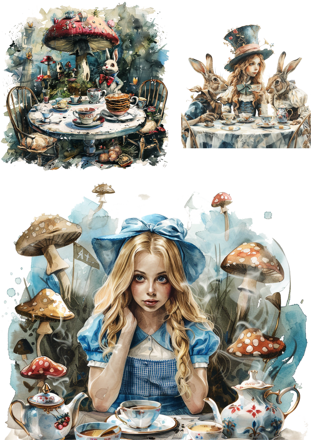 Reispapier für Decoupage Alice im Wunderland Tee beim Hutmacher Collage Kat. Nr. 4512
