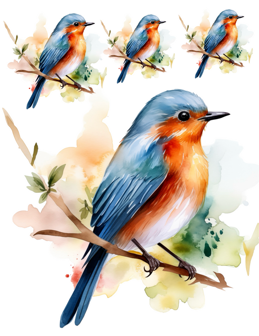 Reispapier für Decoupage, Blaue Vogelcollage, Kat. Nr. 4521
