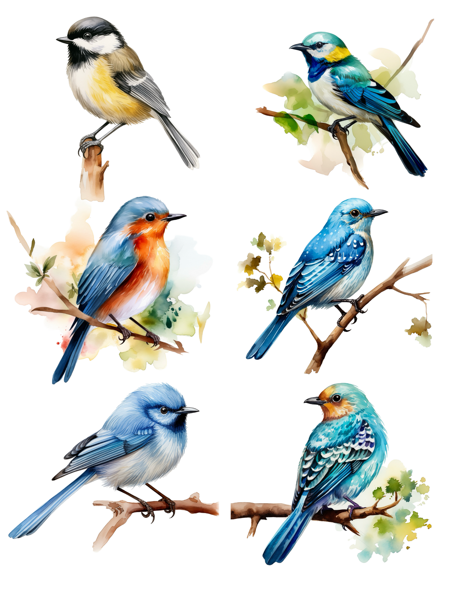 Reispapier für Decoupage-Vögel, verschiedene Collagen, Kat.-Nr. 4522