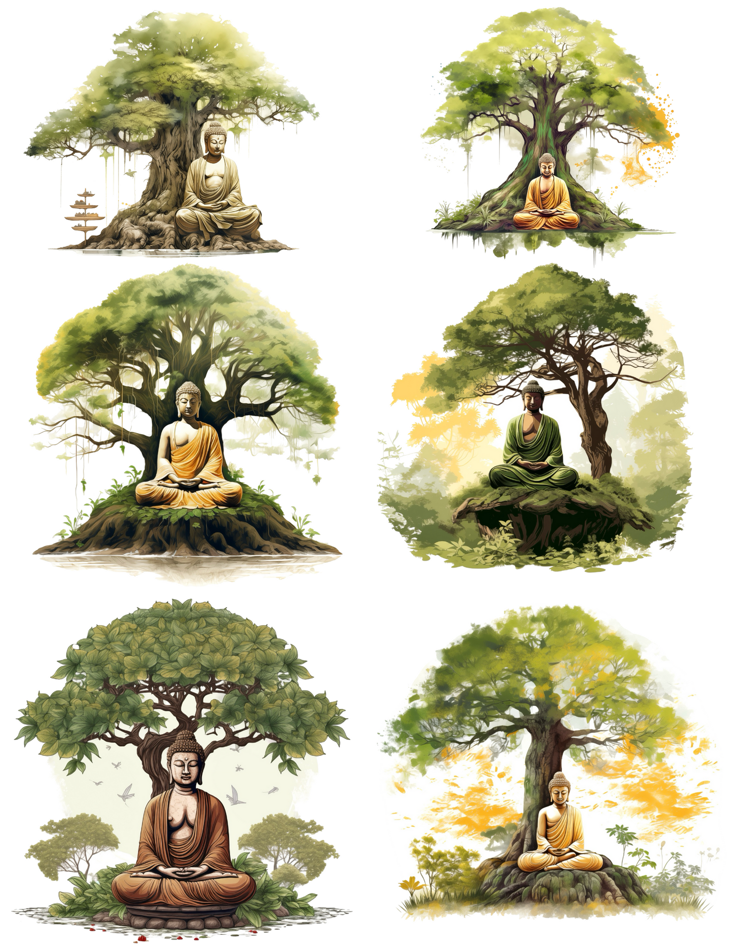 Reispapier für Decoupage, Collage „Buddha meditiert unter heiligem Baum“, Kat. Nr. 4527