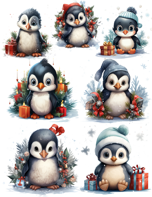 Rice Paper For Decoupage Winter Penguin Collage Cat. No. 4531