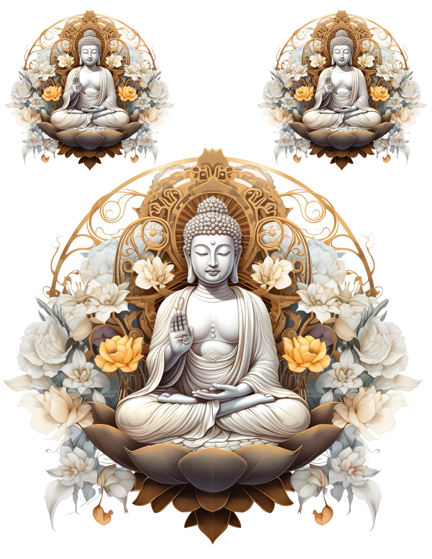 Reispapier für Decoupage, Collage „Meditierender Buddha in Lotusblüte“, Kat.-Nr. 4556