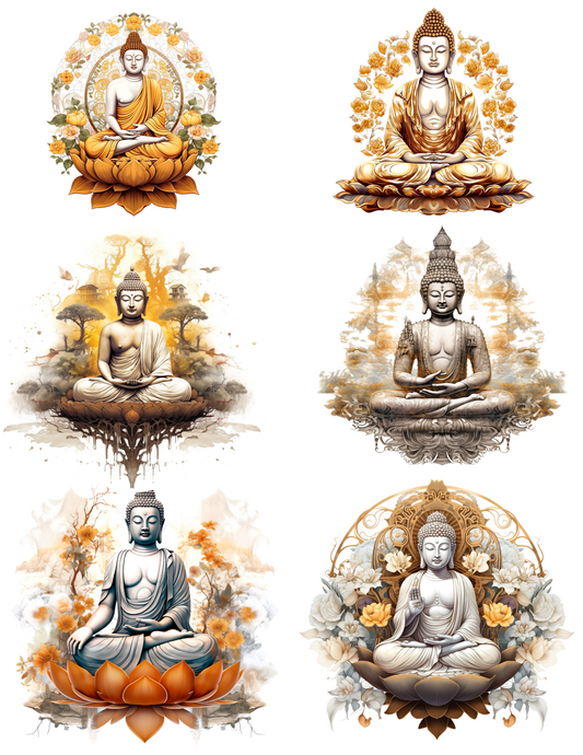 Reispapier für Decoupage, meditierender Buddha in Lotusblüte, 2 Collagen, Kat.-Nr. 4557