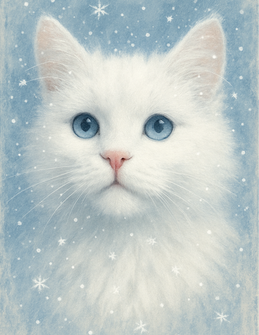 Reispapier für Decoupage Weiße Katze Kat. Nr. 4569