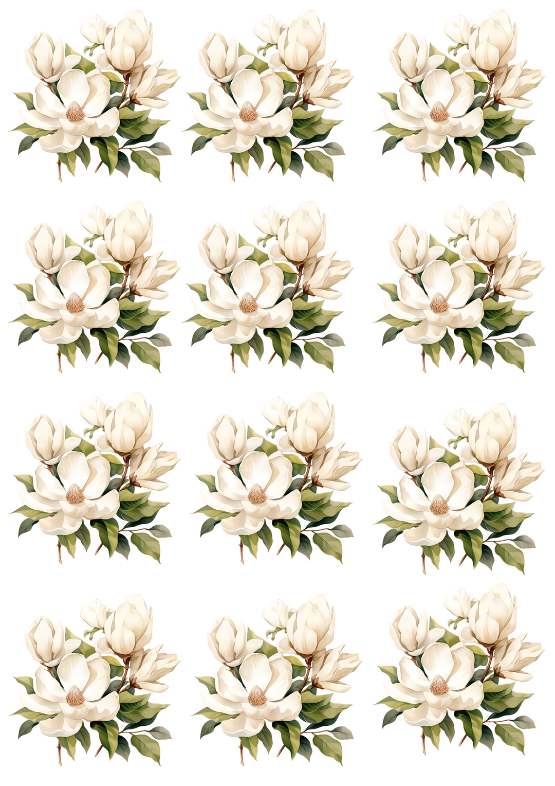 Rice Paper For Decoupage Magnolia Bouquets Collage Cat. No. 4669