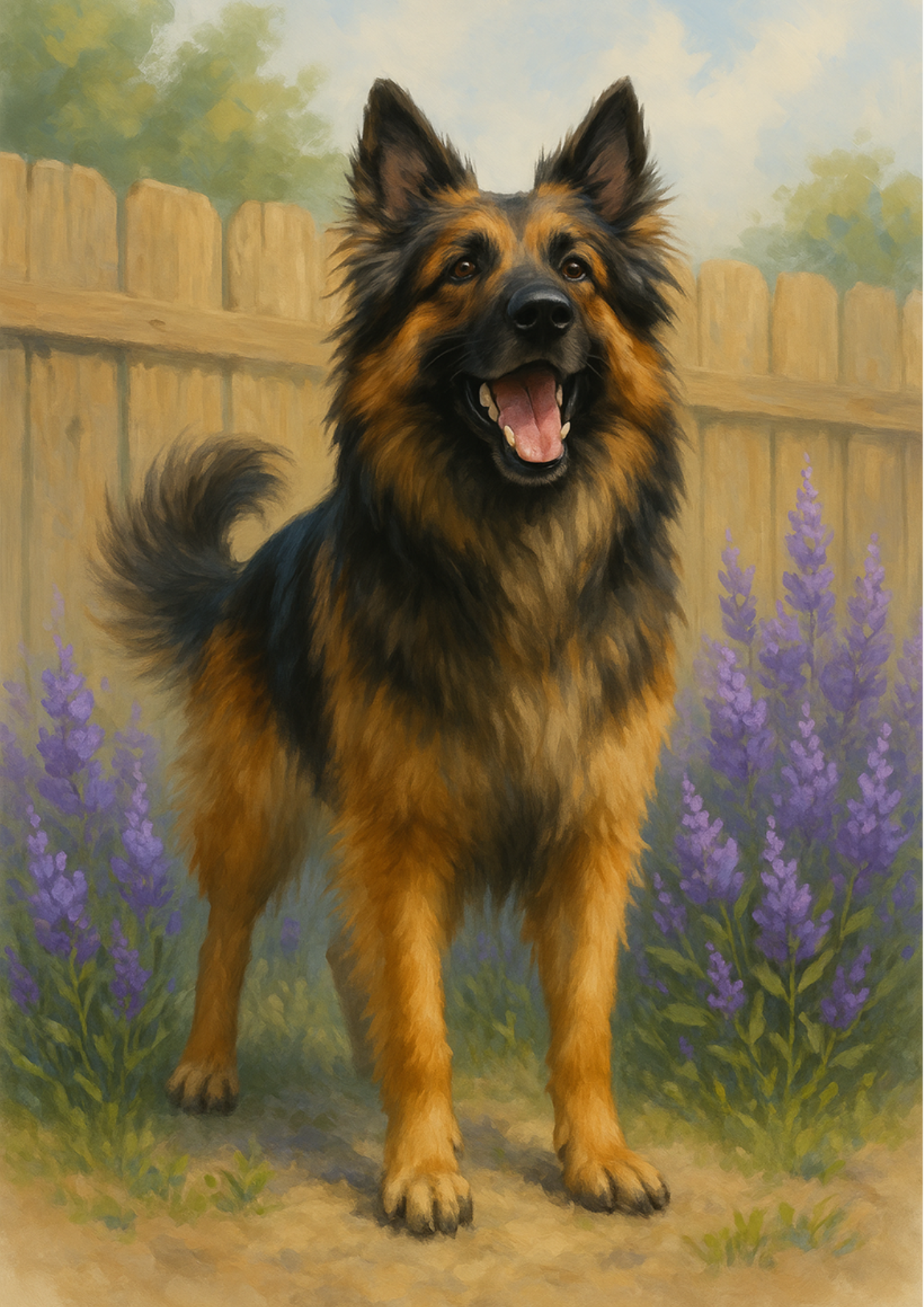 Reispapier für Decoupage, Deutscher Schäferhund in Lavendel, Kat. Nr. 4710