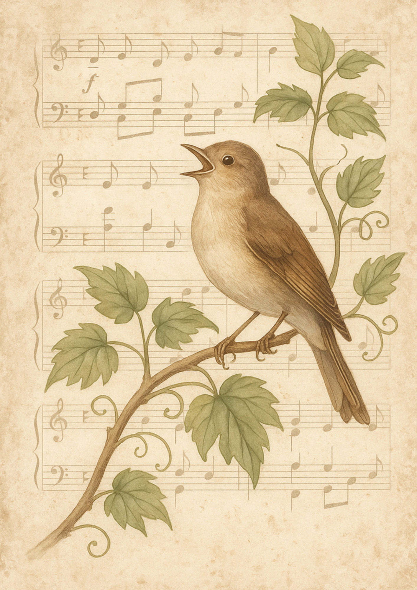Reispapier für Decoupage Singende Nachtigall, Kat. Nr. 4739