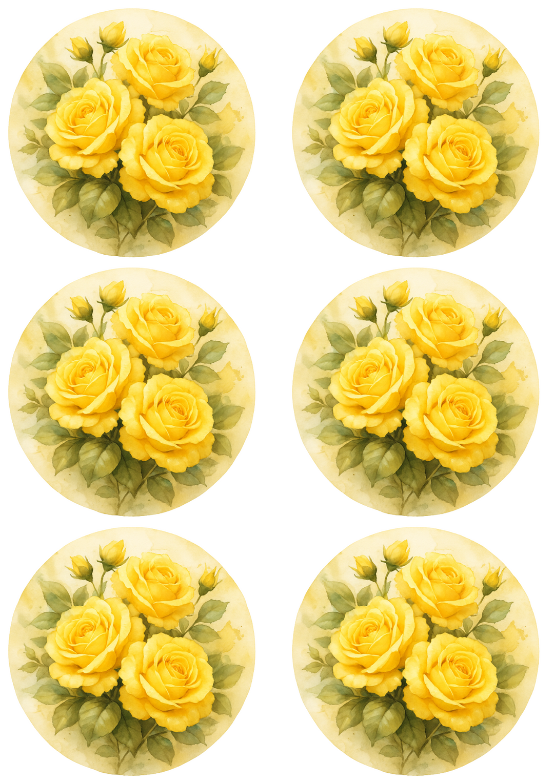 Reispapier für Decoupage Gelbe Rosen Shabby Chic in Kreisen Collage Kat. Nr. 4753