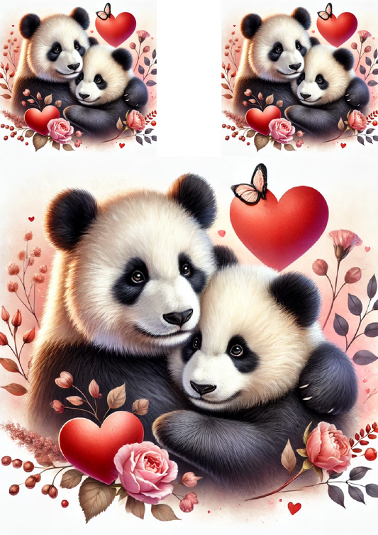 Reispapier für Decoupage-Collage „Panda in Love“ Kat. Nr. 4782