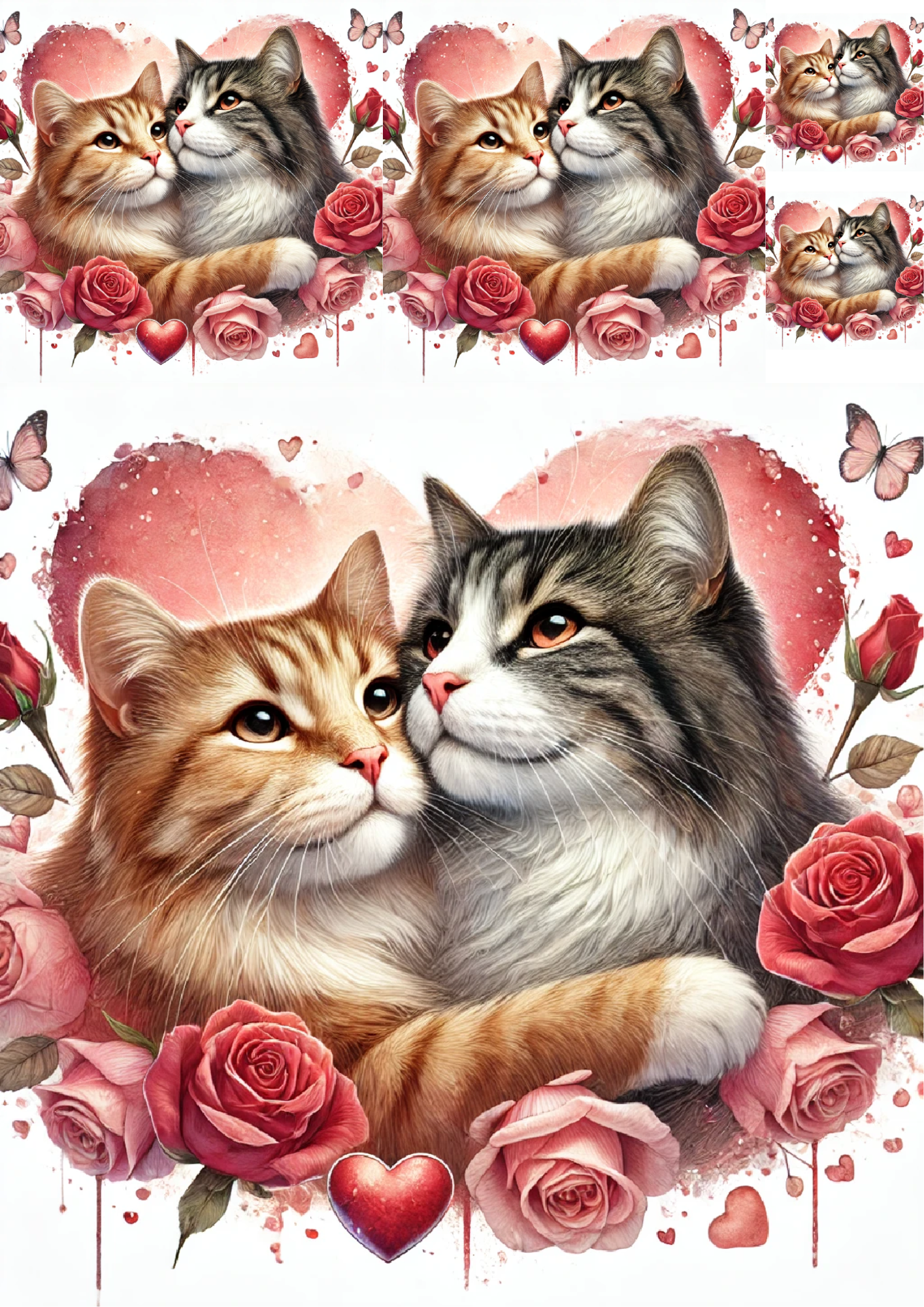 Reispapier für Decoupage „Cats in Love“-Collage, Kat.-Nr. 4785