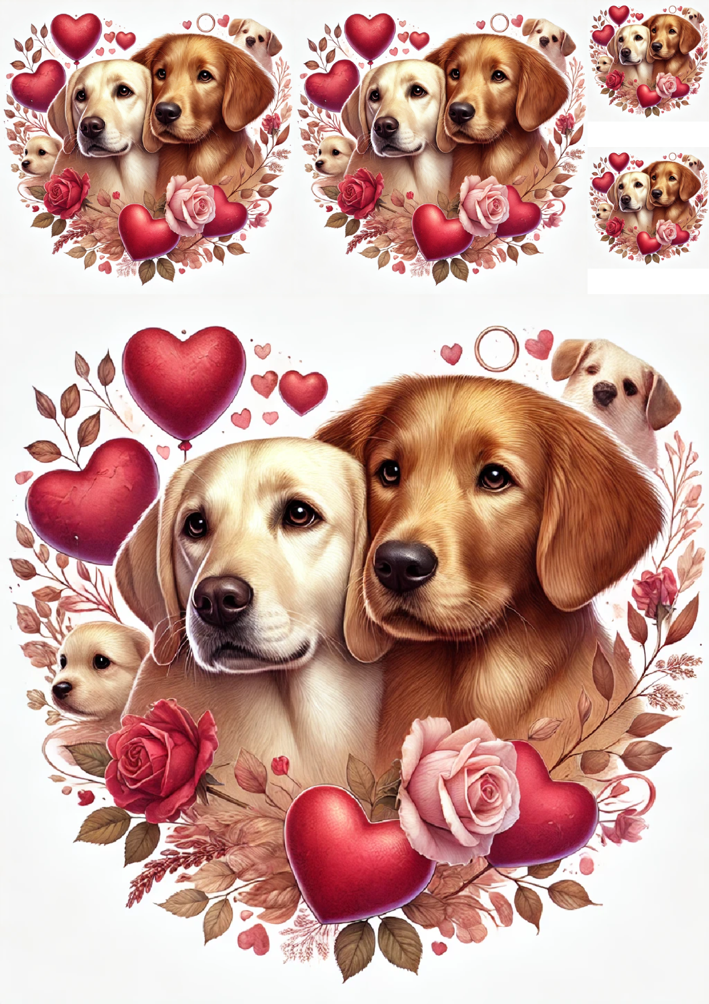 Reispapier für Decoupage „Dogs in Love“-Collage, Kat.-Nr. 4801
