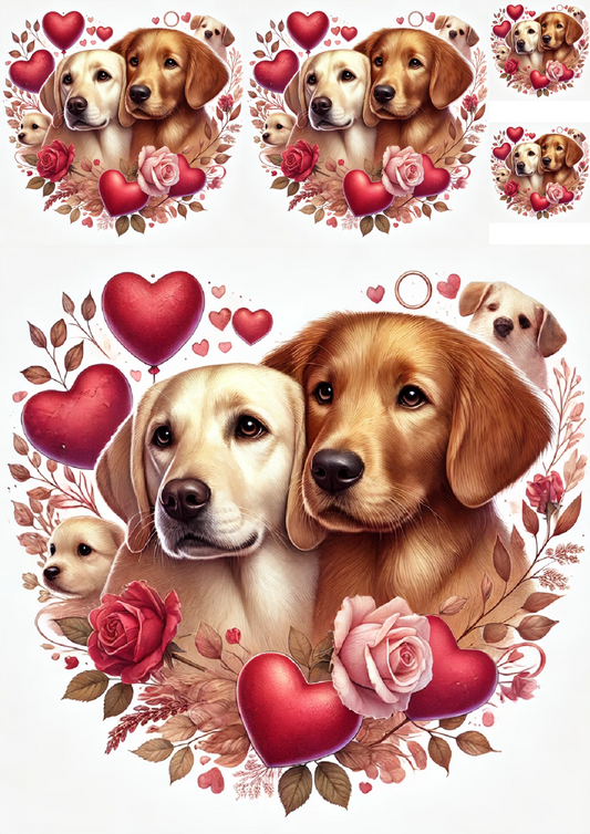 Reispapier für Decoupage „Dogs in Love“-Collage, Kat.-Nr. 4801