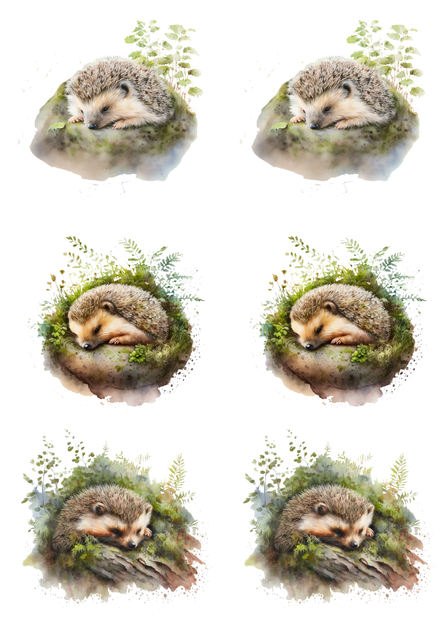 Rice Paper For Decoupage Sleeping Hedgehog Collage Cat. No. 4817