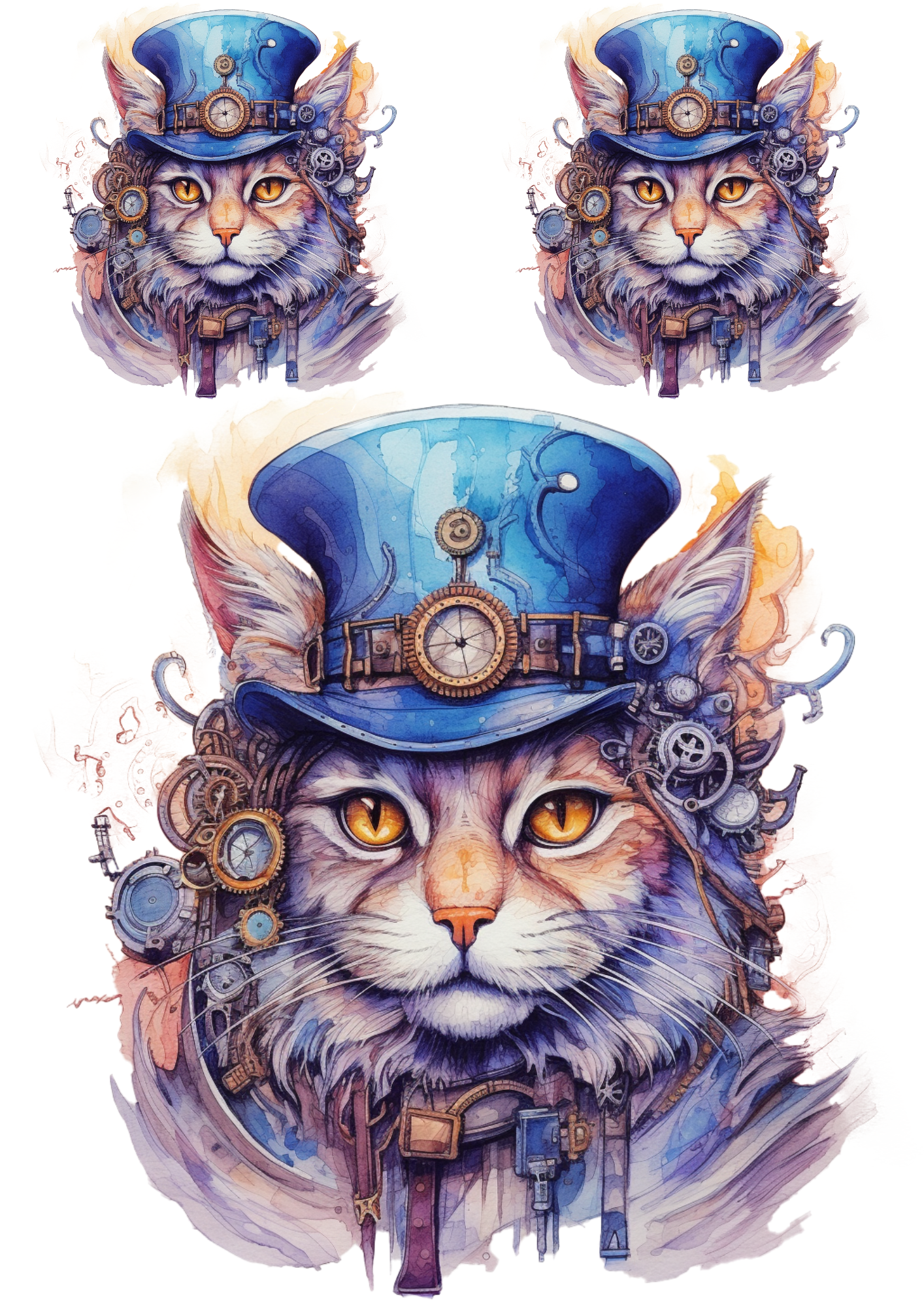 Reispapier für Decoupage Steampunk-Katzencollage Kat. Nr. 4823