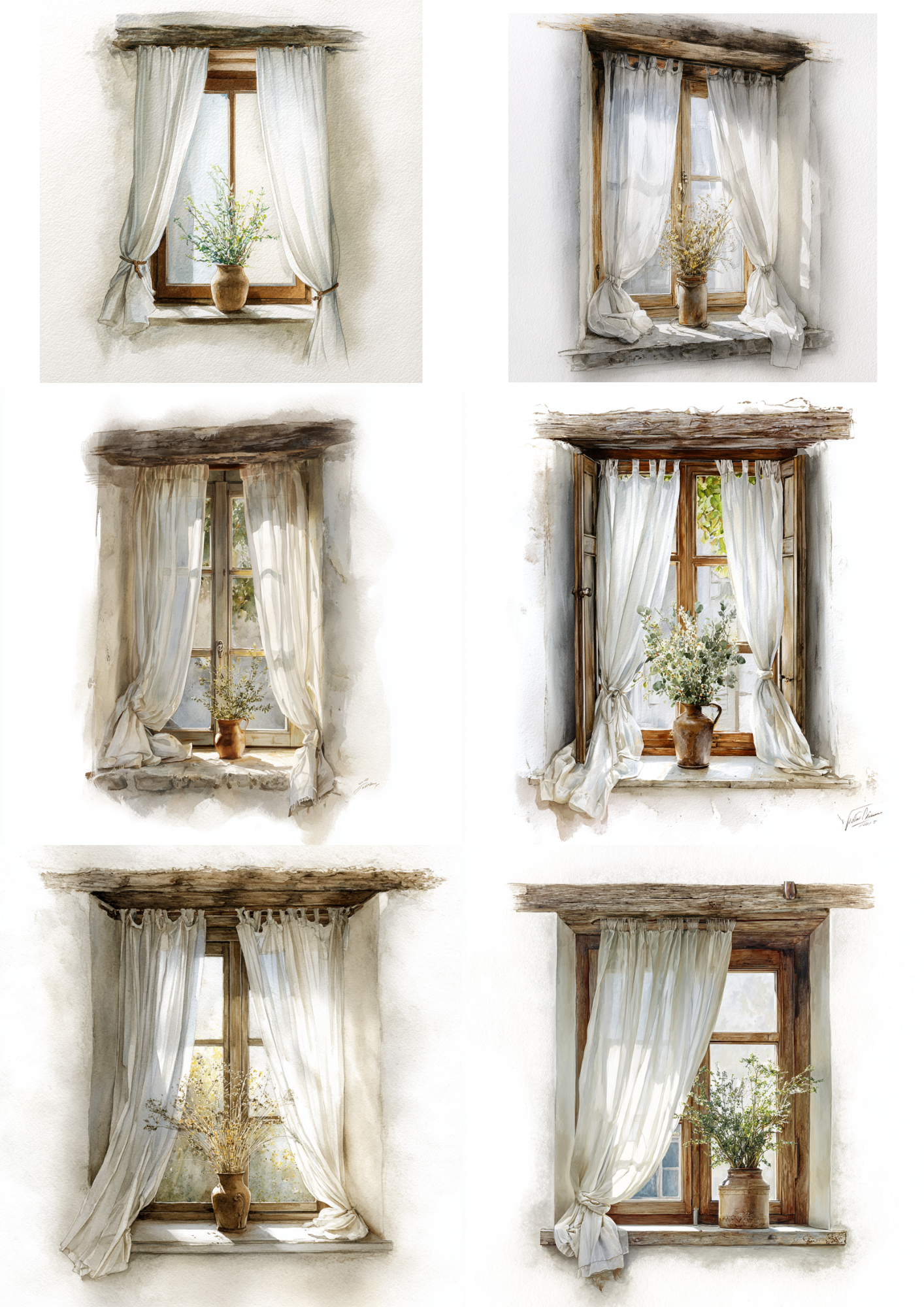 Reispapier für Decoupage-Fenster mit Vorhang-Collage Kat. Nr. 4862